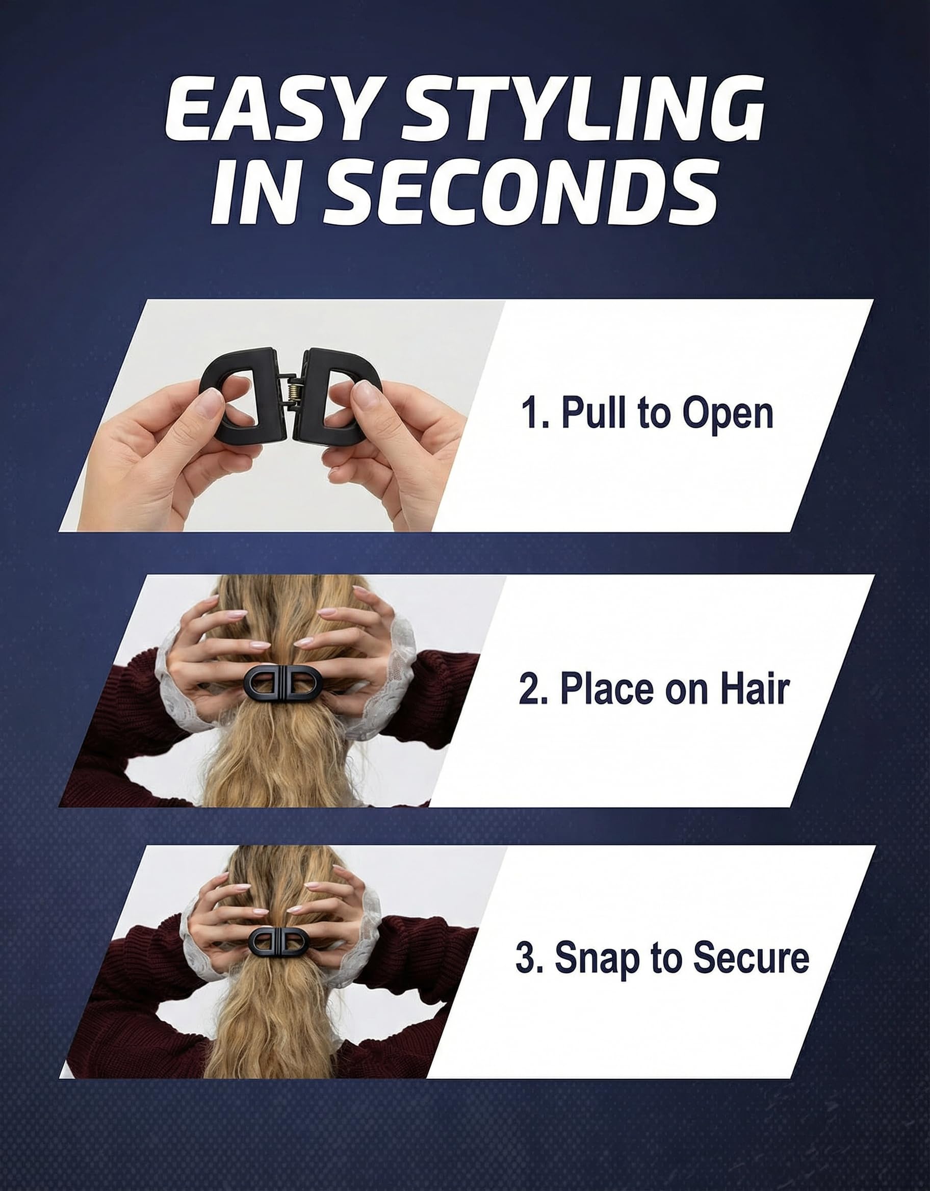 Magnetic Hair Clips 4 PackNo-Slip Auto-Closure Hair Styling Clips for Women and Girls