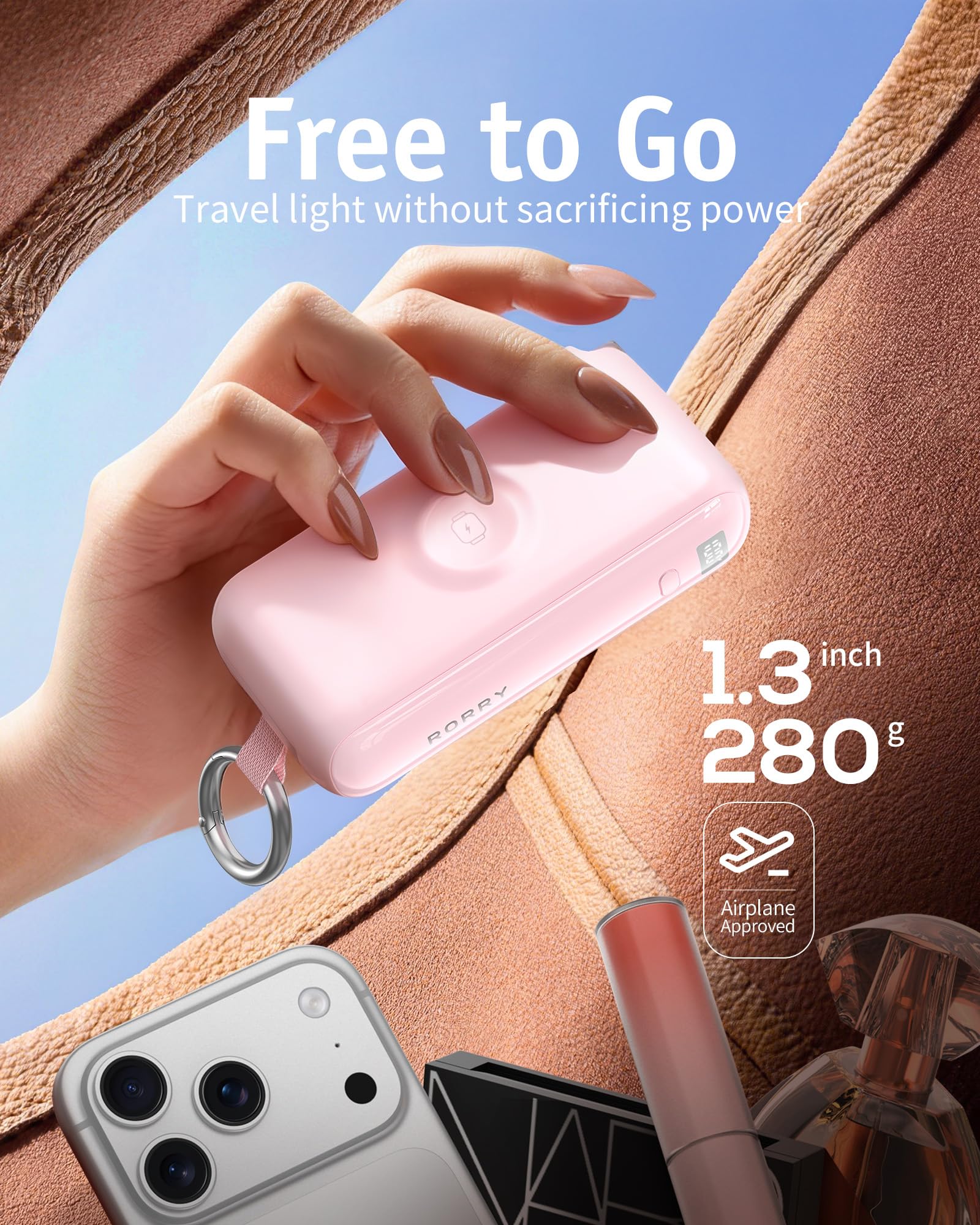 Portable Charger with Built-in USB C Cable and Foldable Wall Plug