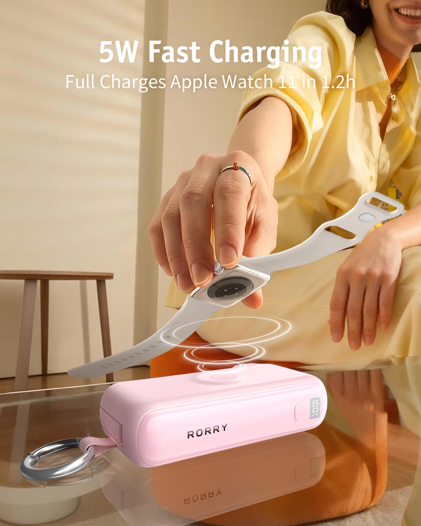 Portable Charger with Built-in USB C Cable and Foldable Wall Plug