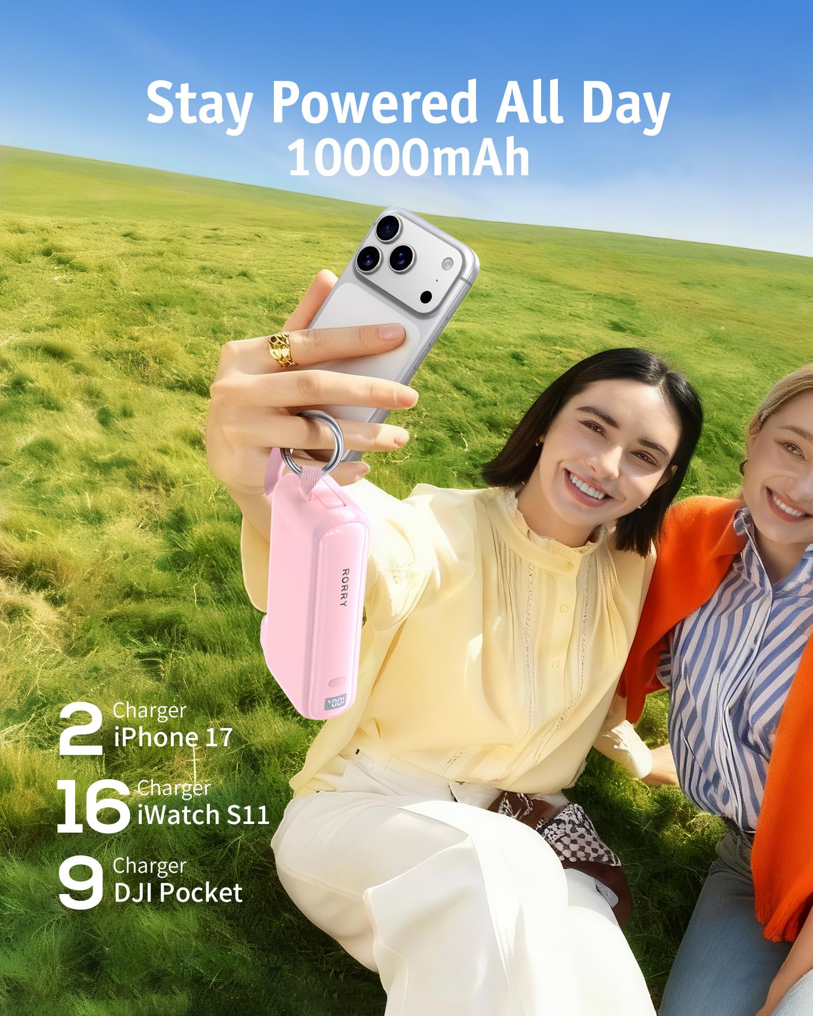 Portable Charger with Built-in USB C Cable and Foldable Wall Plug