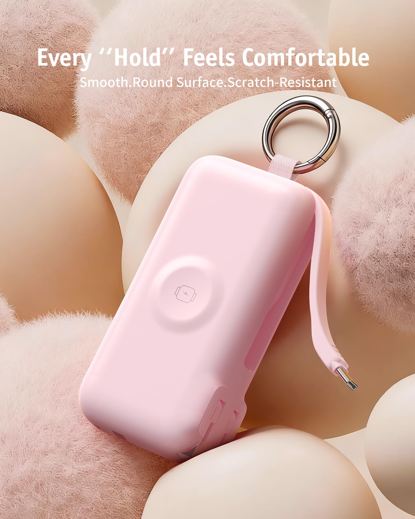 Portable Charger with Built-in USB C Cable and Foldable Wall Plug