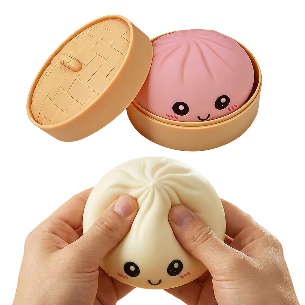 Dumpling Squishies, Squeeze Sensory Stress Relief Dumpling with Steamer Box