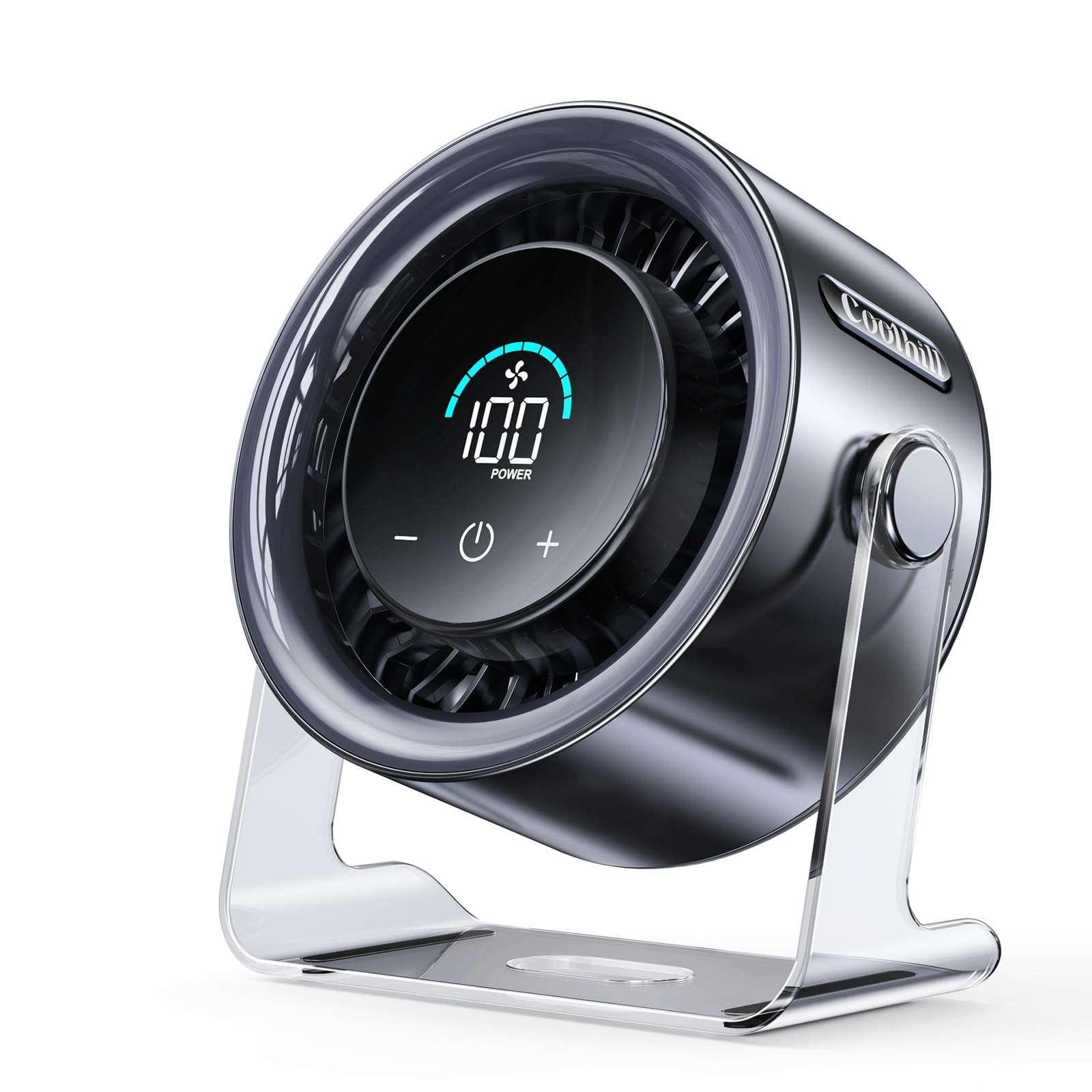 Portable Desktop Fan, Quiet Powerful Mini Cooling Fan with LED Digital Display, 360° Adjustable Personal Fan for Home Office Outdoor