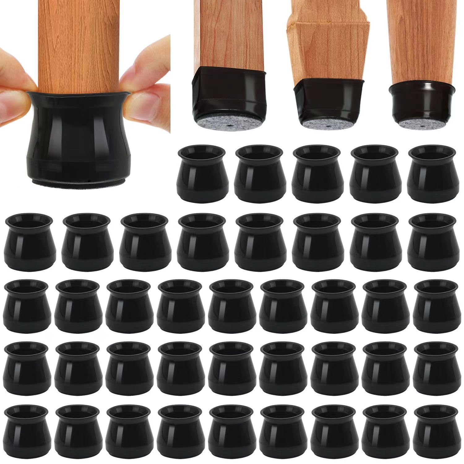 Chair Leg Floor Protectors - Silicone Felt Pads, Scratch-Proof & Noise-Free, Easy Smooth Moving