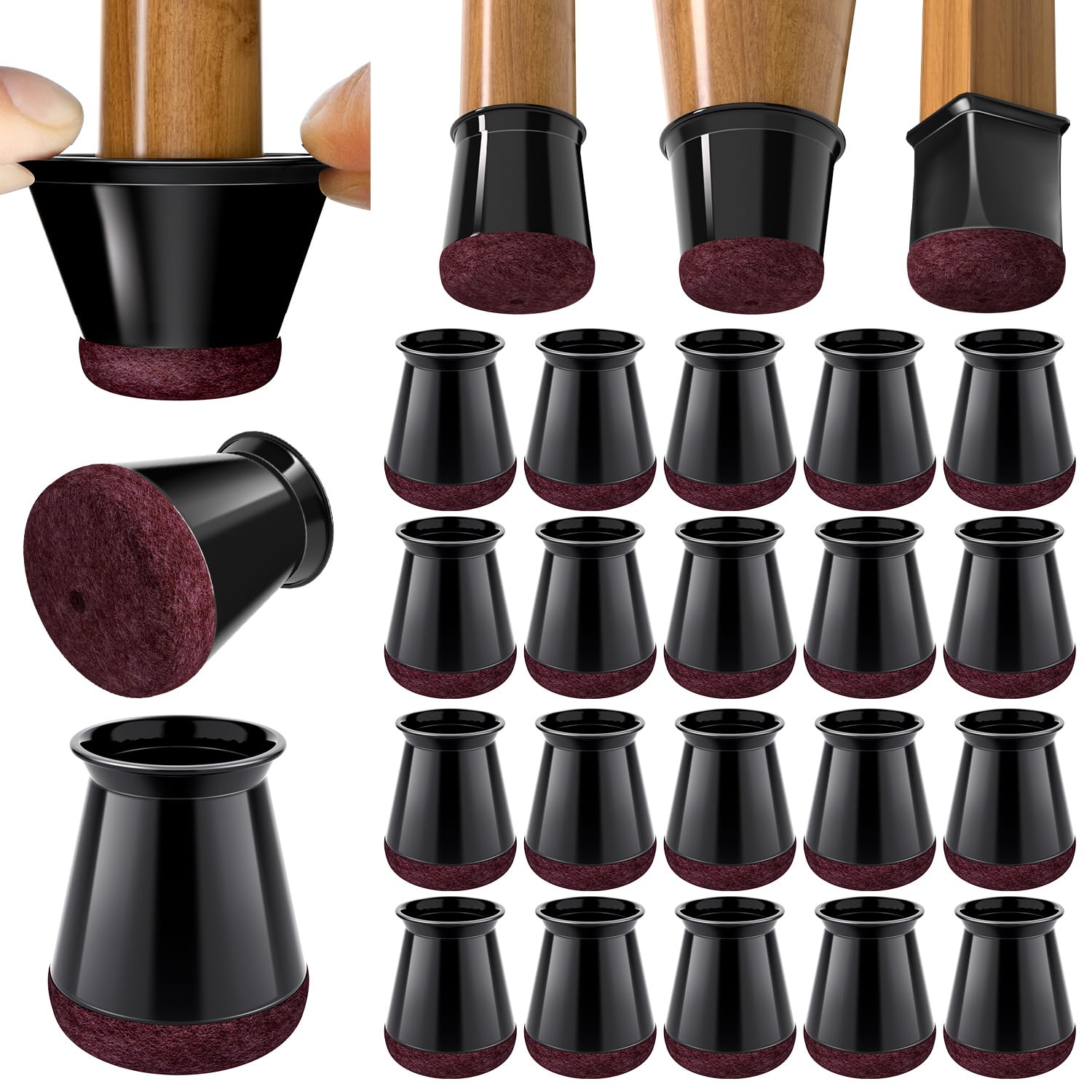 Chair Leg Floor Protectors - Silicone Felt Pads, Scratch-Proof & Noise-Free, Easy Smooth Moving