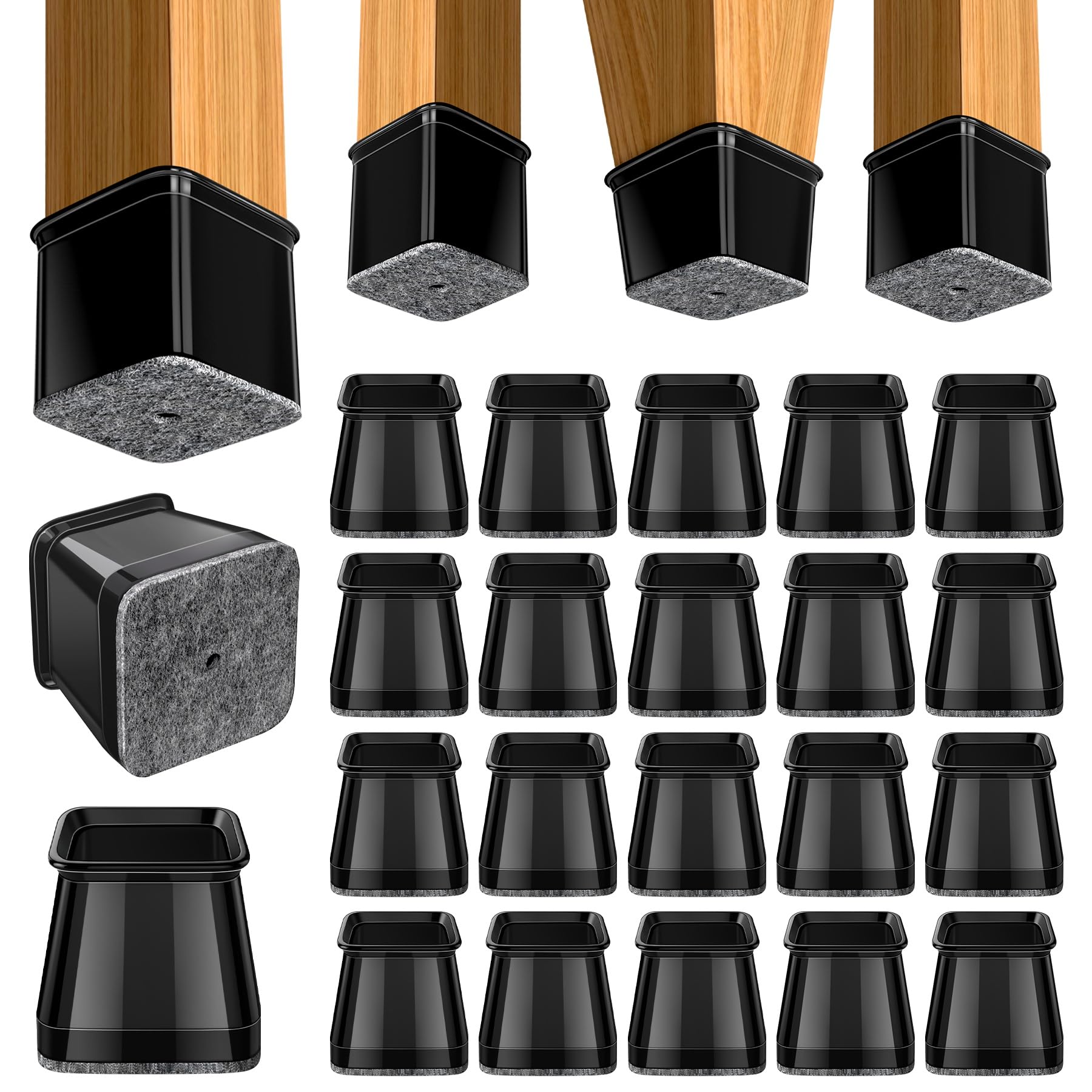 Chair Leg Floor Protectors - Silicone Felt Pads, Scratch-Proof & Noise-Free, Easy Smooth Moving
