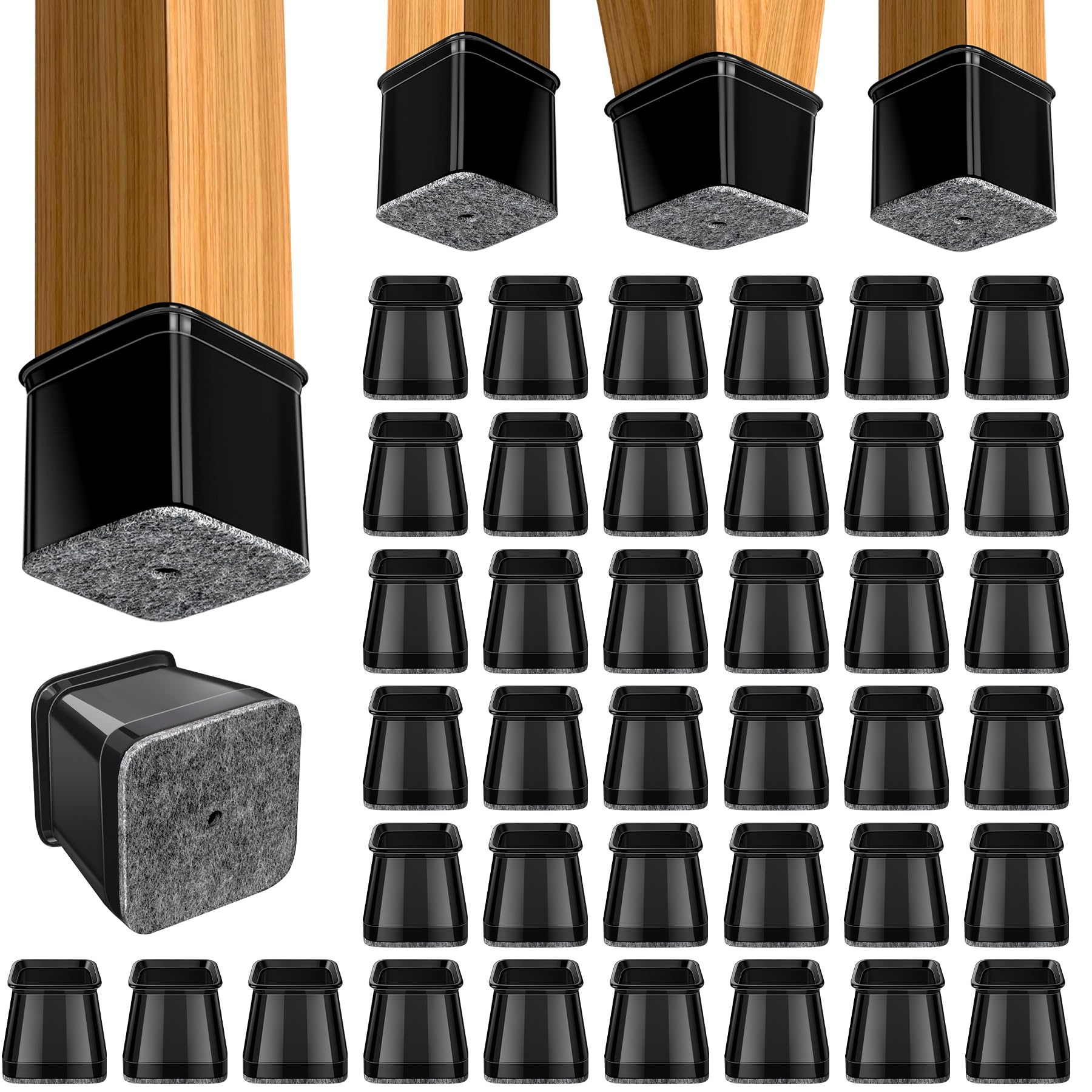 Chair Leg Floor Protectors - Silicone Felt Pads, Scratch-Proof & Noise-Free, Easy Smooth Moving
