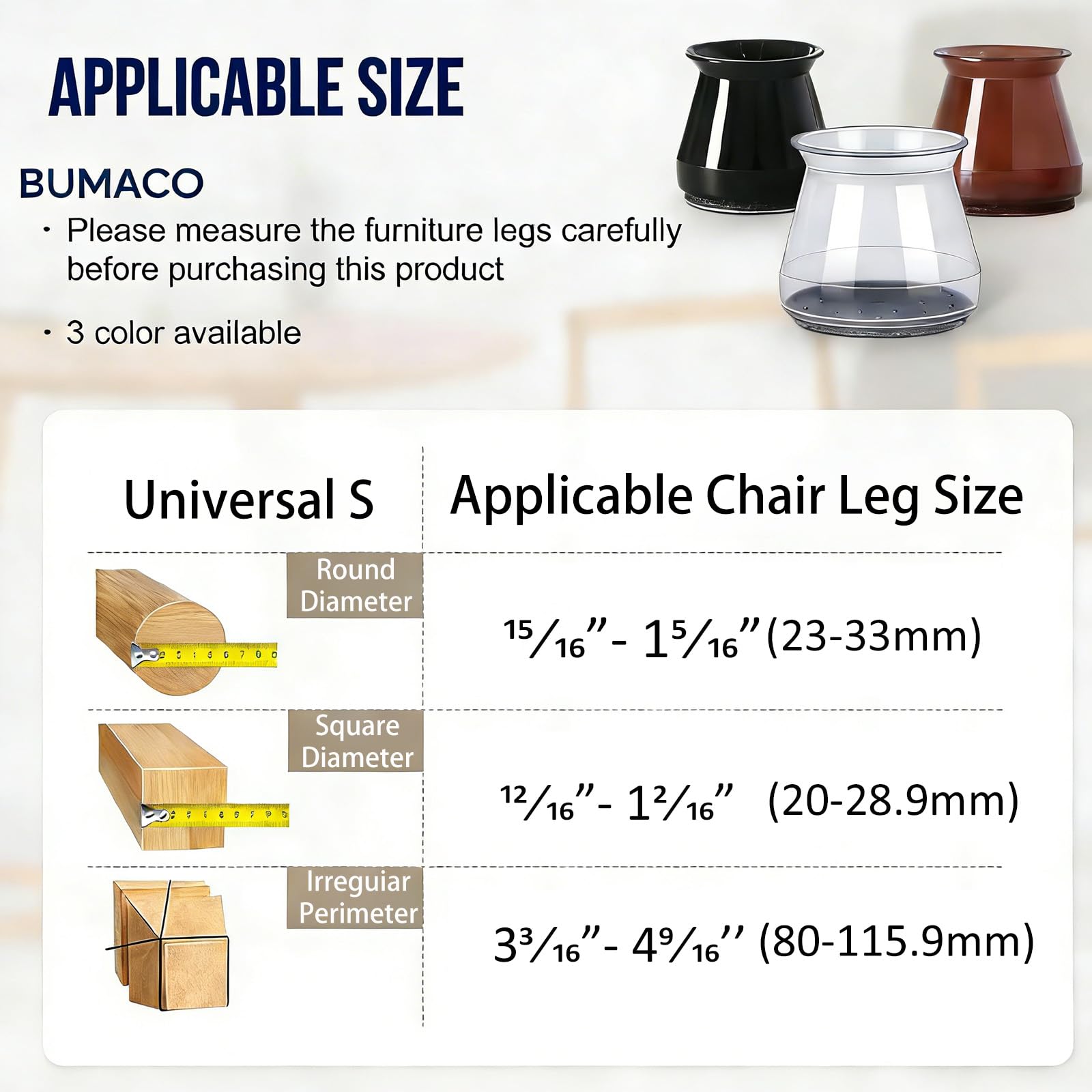 Chair Leg Floor Protectors - Silicone Felt Pads, Scratch-Proof & Noise-Free, Easy Smooth Moving