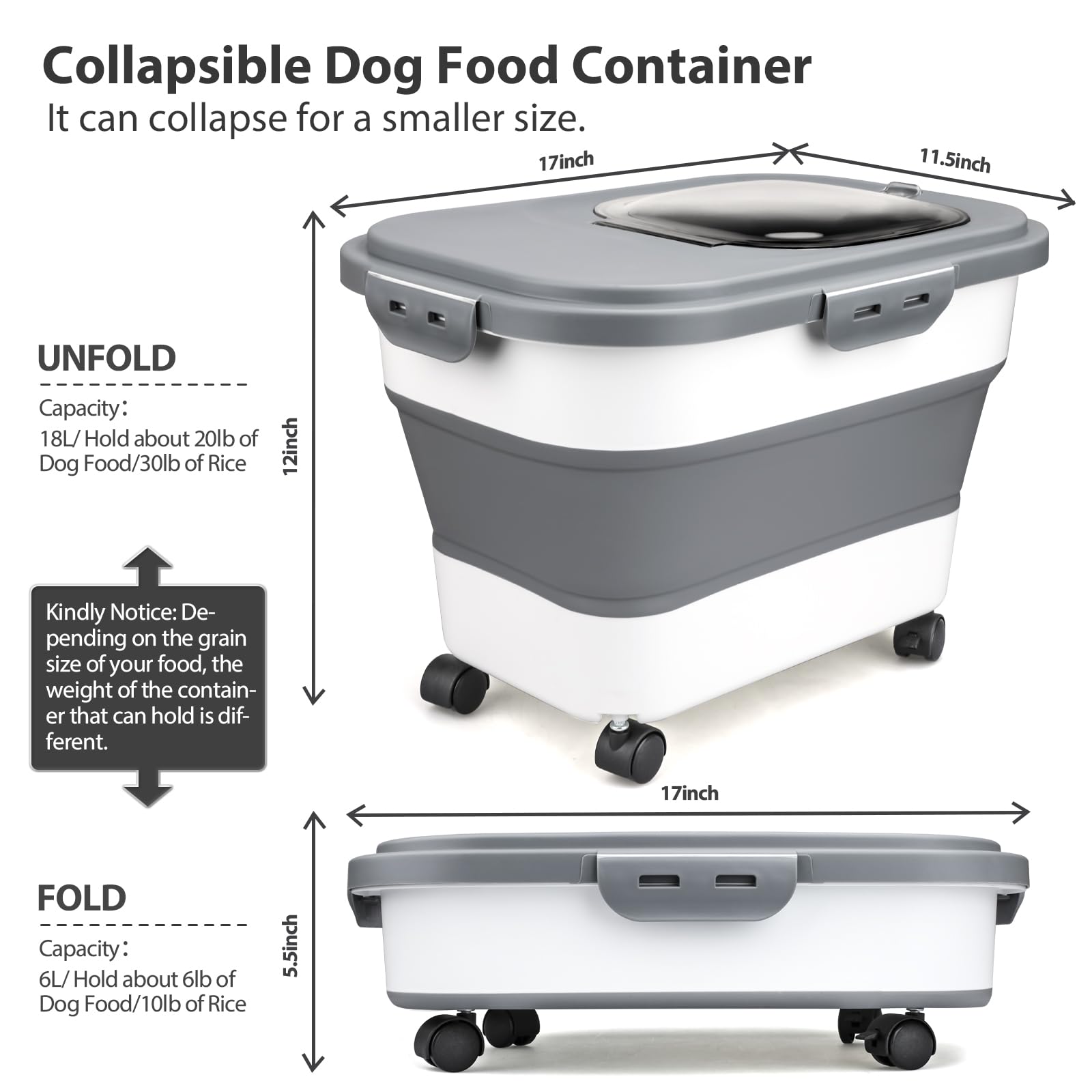 Collapsible Dog Food Storage Bin