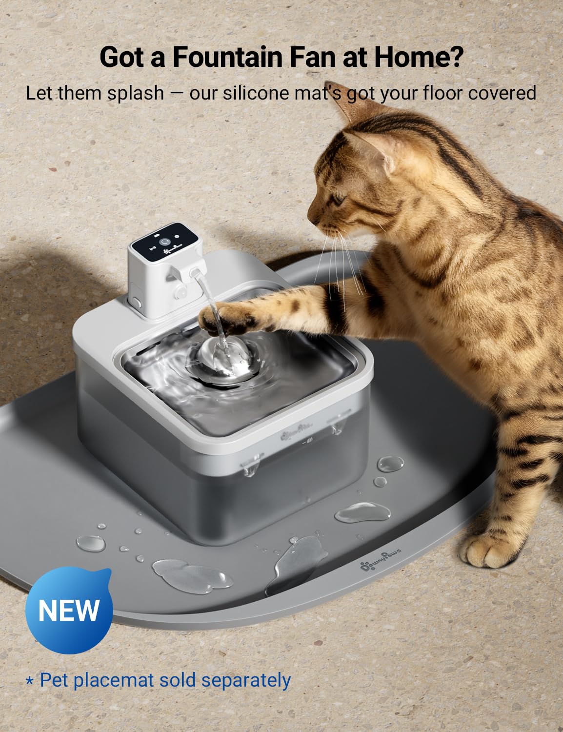 84oz/2.5L Wireless Pet Water Fountains  with Motion Sensor, Ultra Quiet Pump