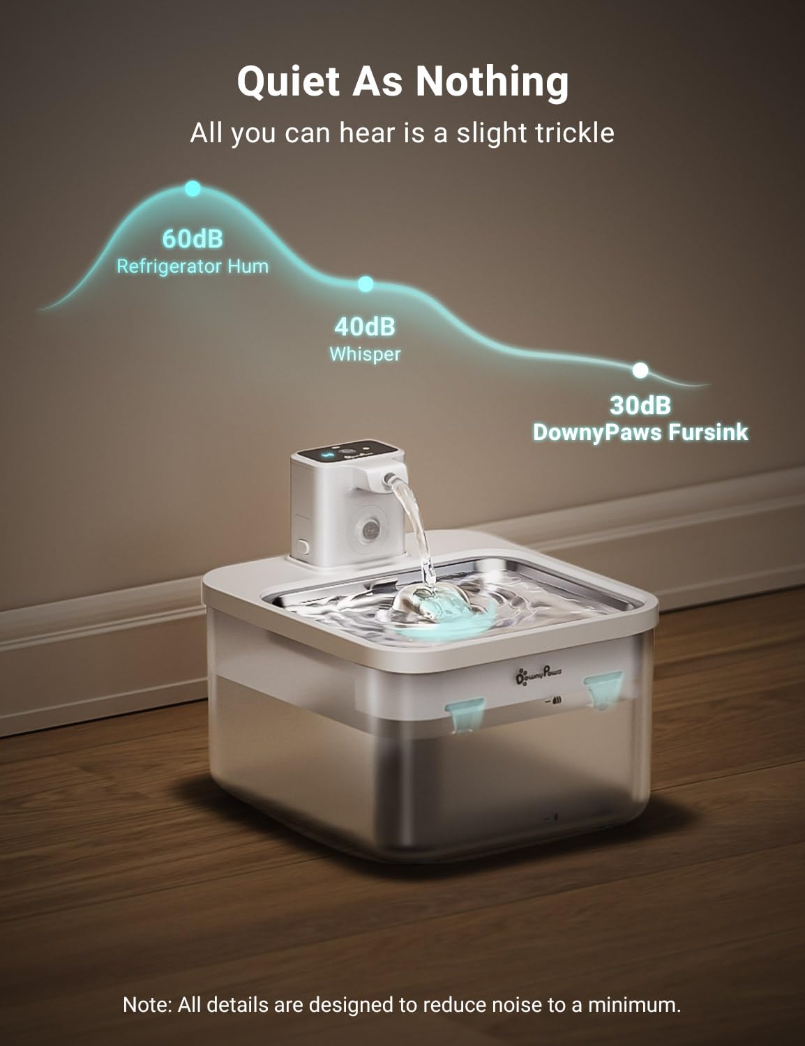 84oz/2.5L Wireless Pet Water Fountains  with Motion Sensor, Ultra Quiet Pump