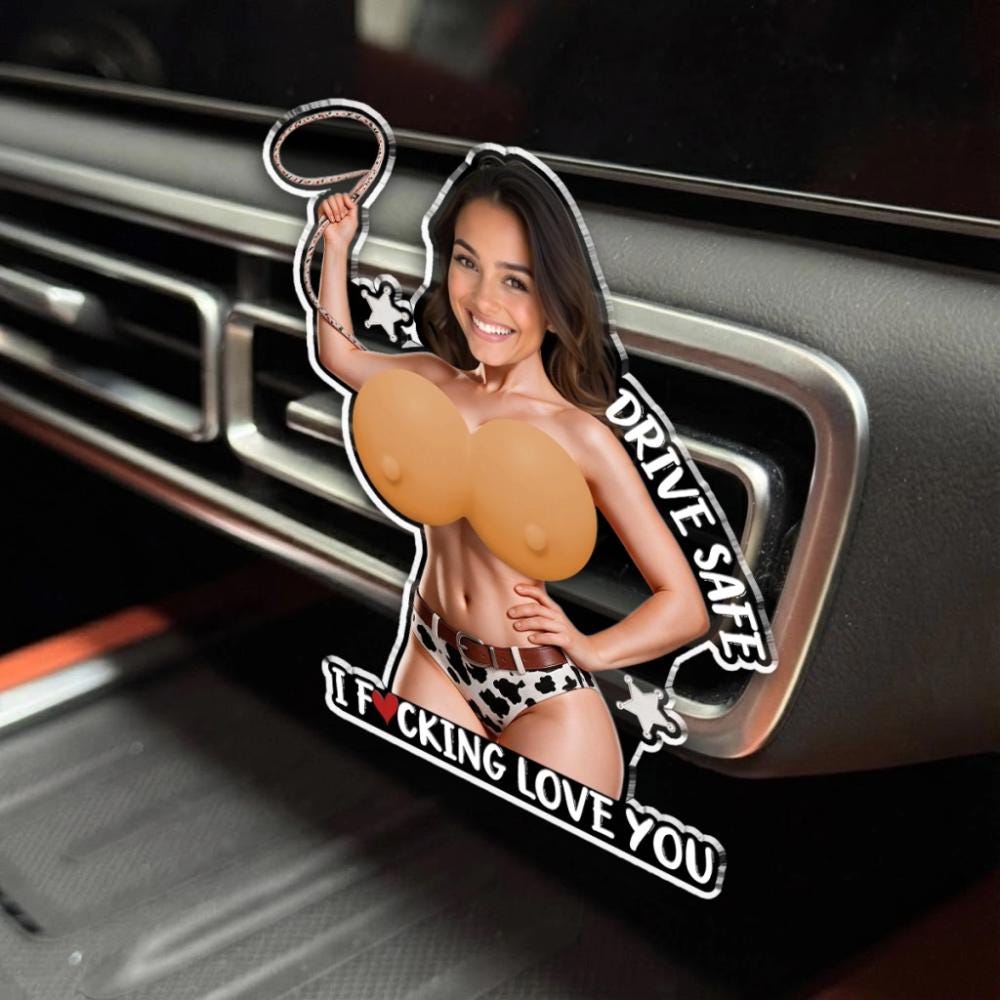 Personalized Funny Cowgirl Car Vent Clip, Custom Photo Face Squishy Acrylic Car Accessory
