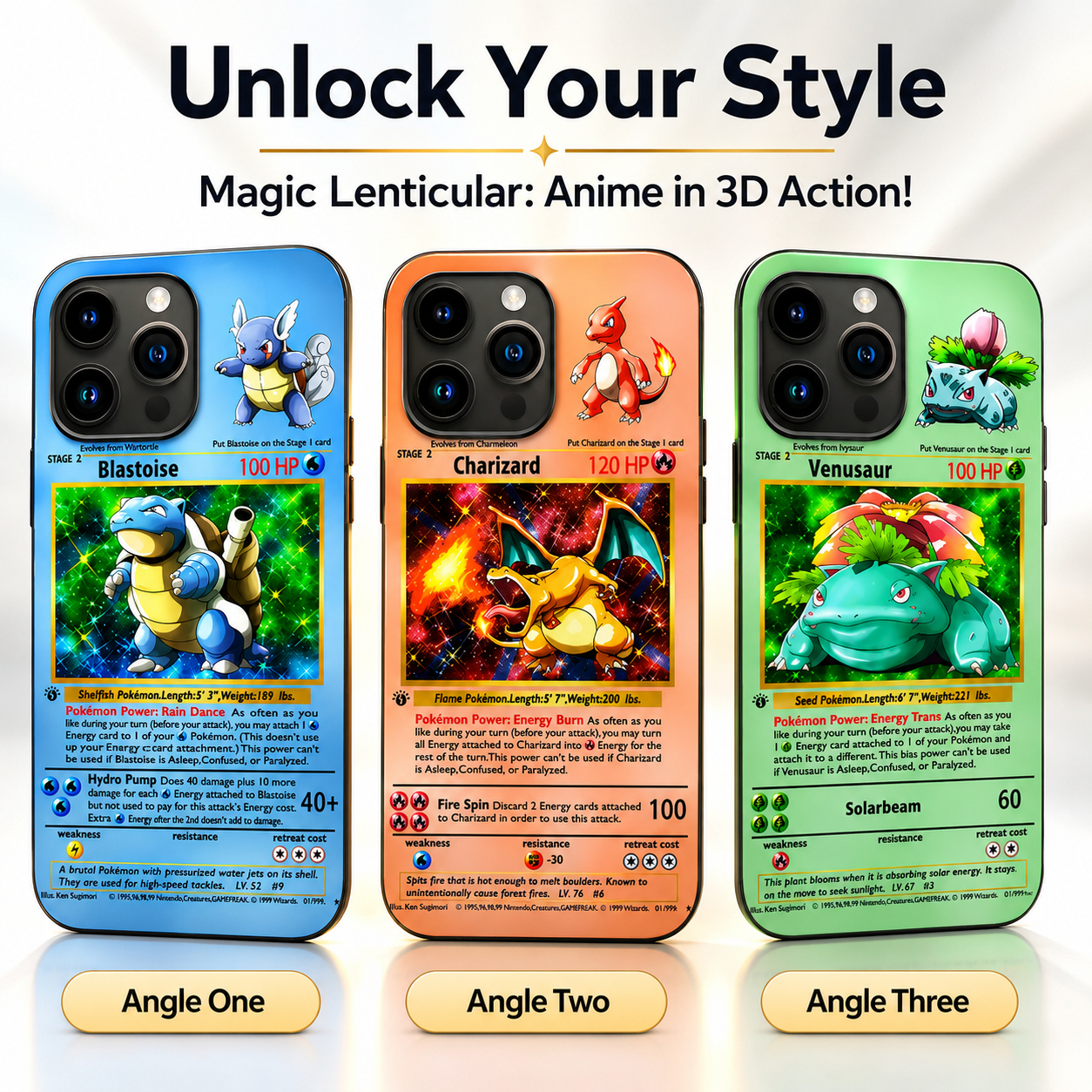 Pokemon Card Style Phone Case, Anime Print Protective Cover for iPhone