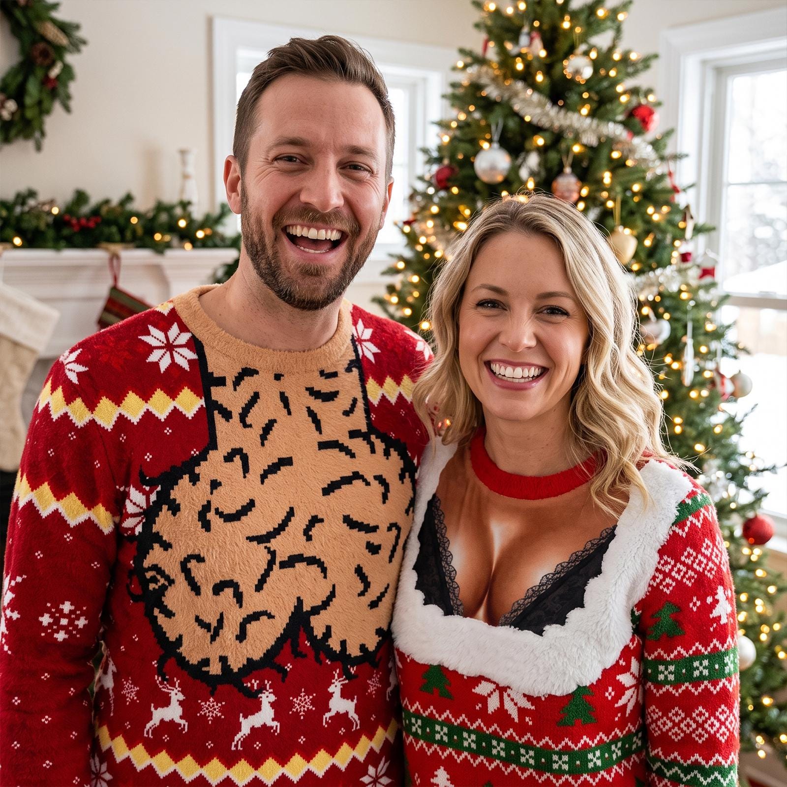 Meme Ugly Sweater,Funny Jingle Balls Christmas Ugly Sweater Women Chest Cleavage Ugly Sweater