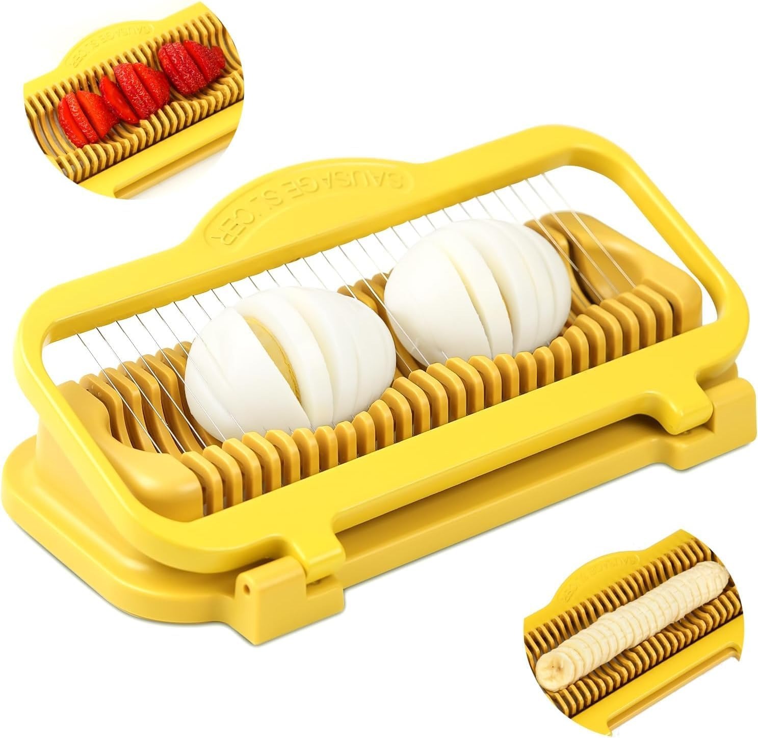 Multi‑Purpose Egg & Sausage Slicer, Stainless Steel Wire Food Cutter