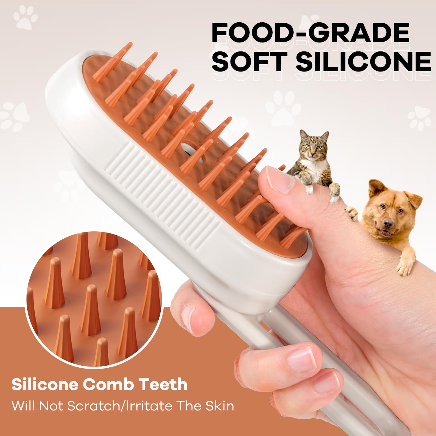  4 in 1 Pet Steamy Brushs Cleanser with Foldable Handle