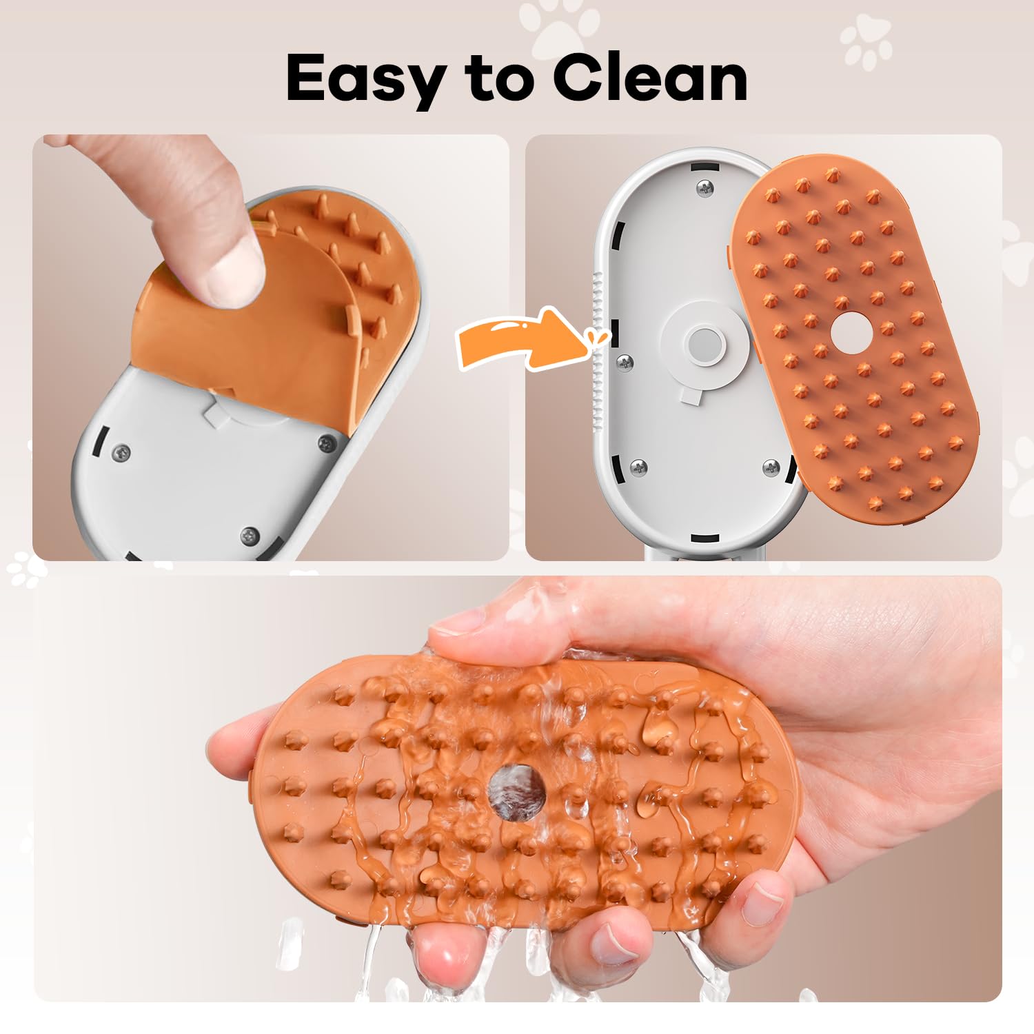  4 in 1 Pet Steamy Brushs Cleanser with Foldable Handle