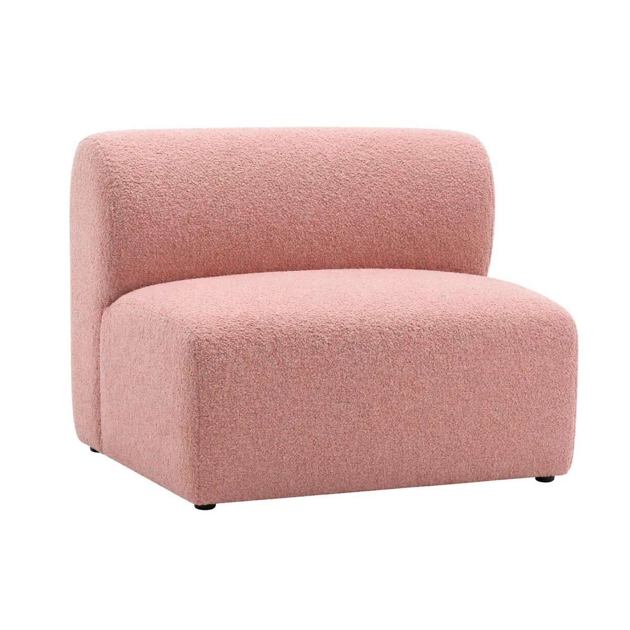 Módulo de sofá sin brazos moderno en tela bouclé rosa con dise?o curvo-ordervoro