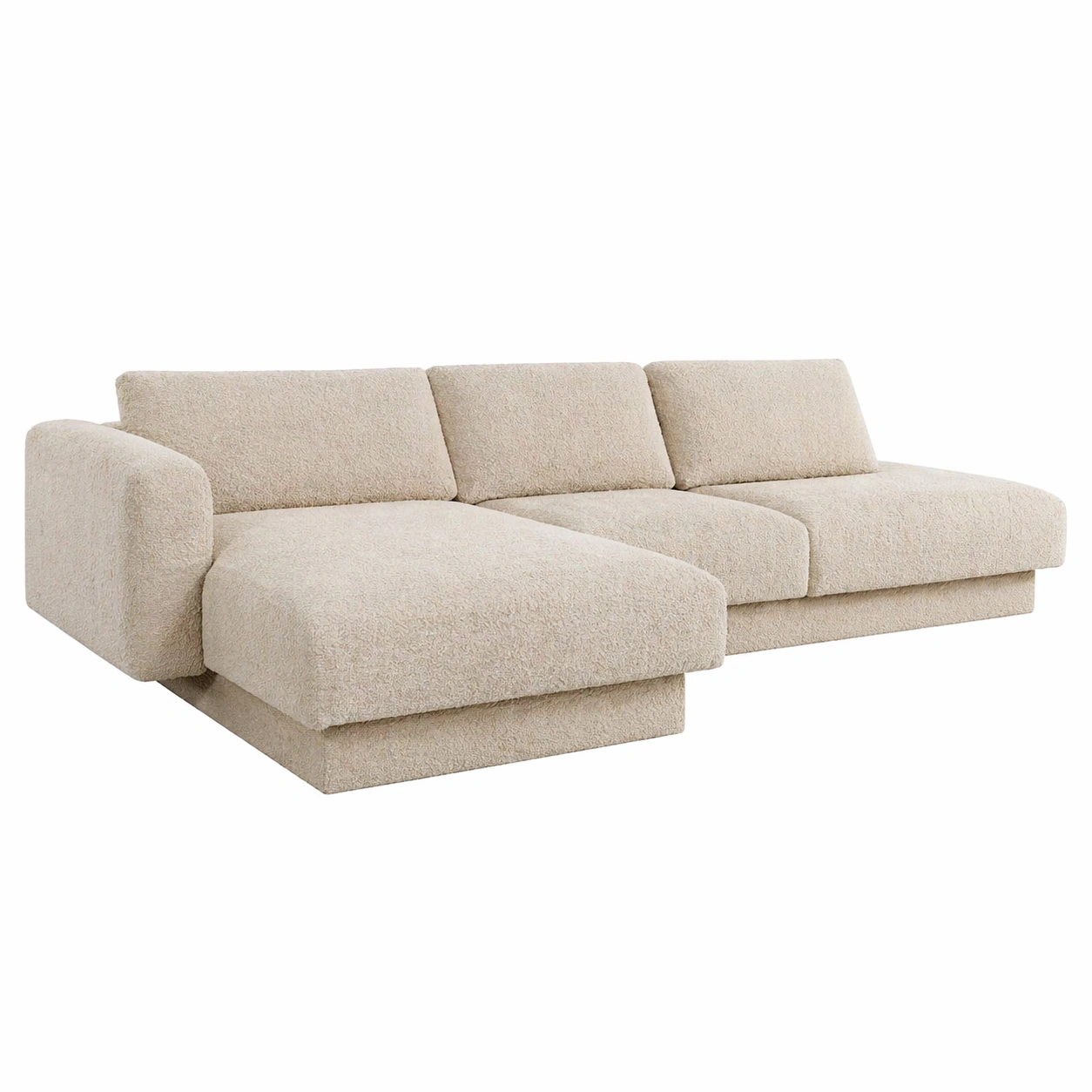 Sofá chaise longue moderno de tres plazas con dise?o bajo y líneas suaves envolventes-ordervoro