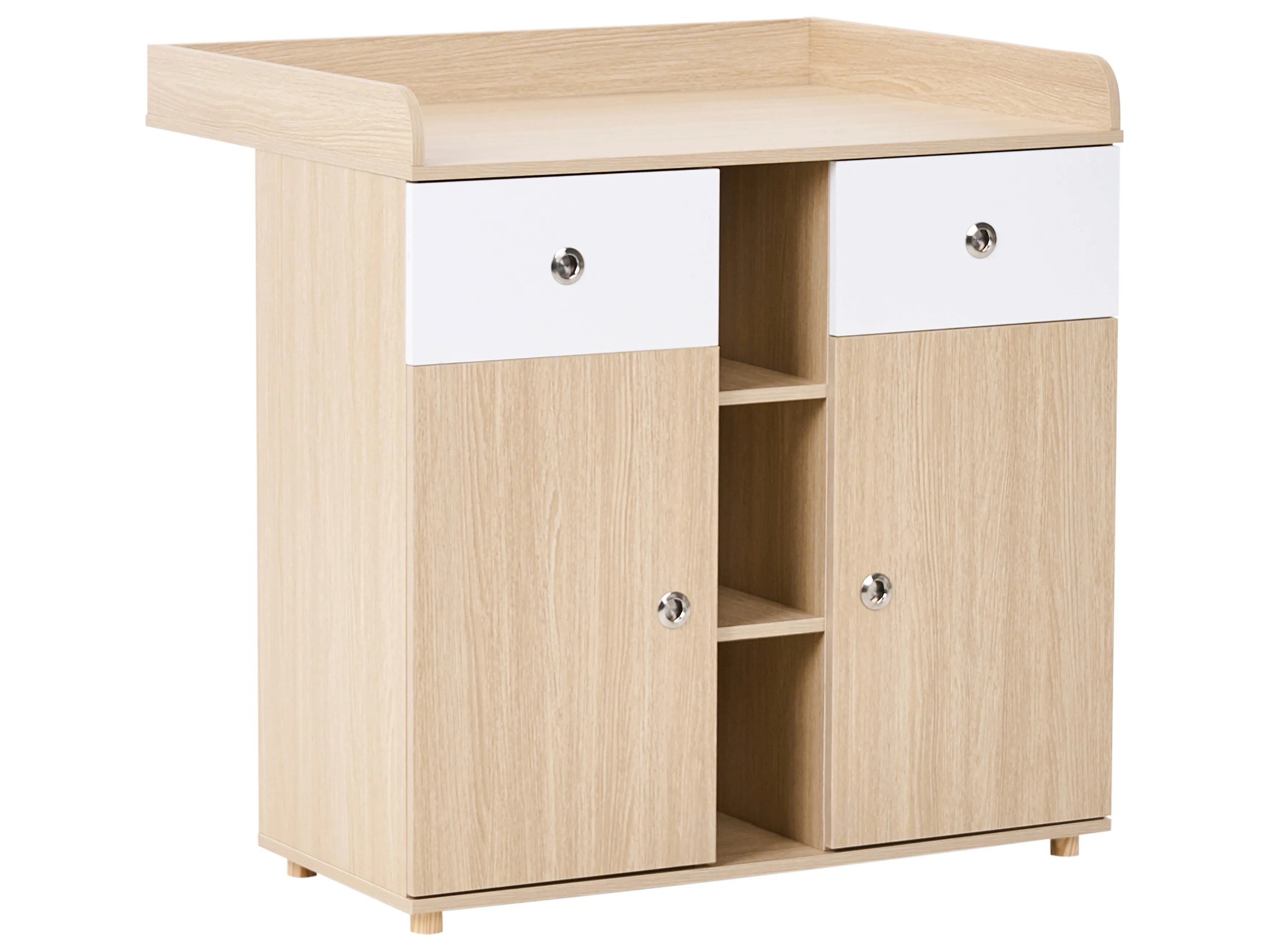 Mueble Auxiliar de Almacenamiento con Cajones y Estantes en Madera Natural-ordervoro