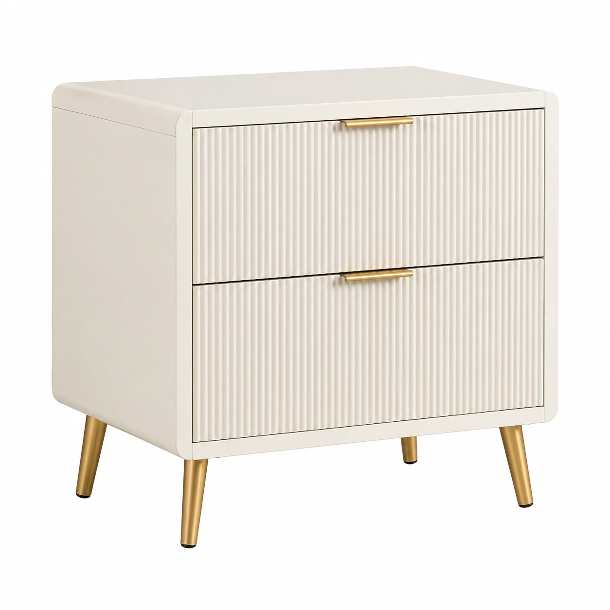 Mesita de noche moderna de 2 cajones en metal azul marino con patas elevadas-ordervoro