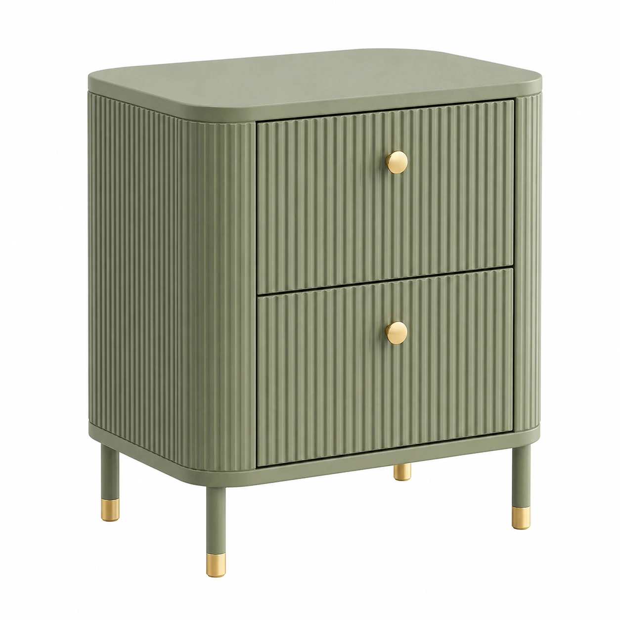 Mesita de noche moderna de metal con 2 cajones y acabado acanalado-ordervoro