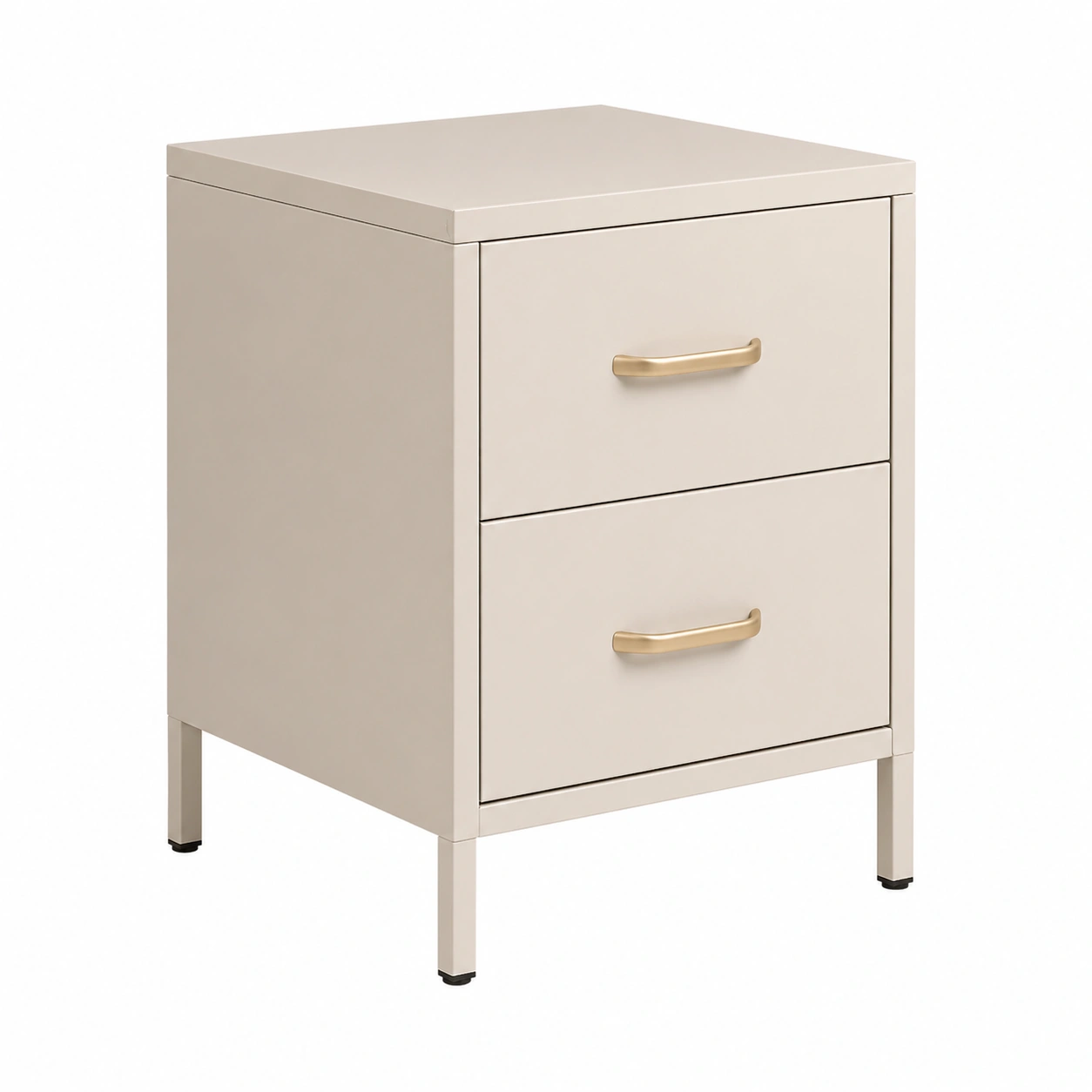 Mesita de Noche Metálica de 2 Cajones con Dise?o Minimalista en Rosa Suave-ordervoro