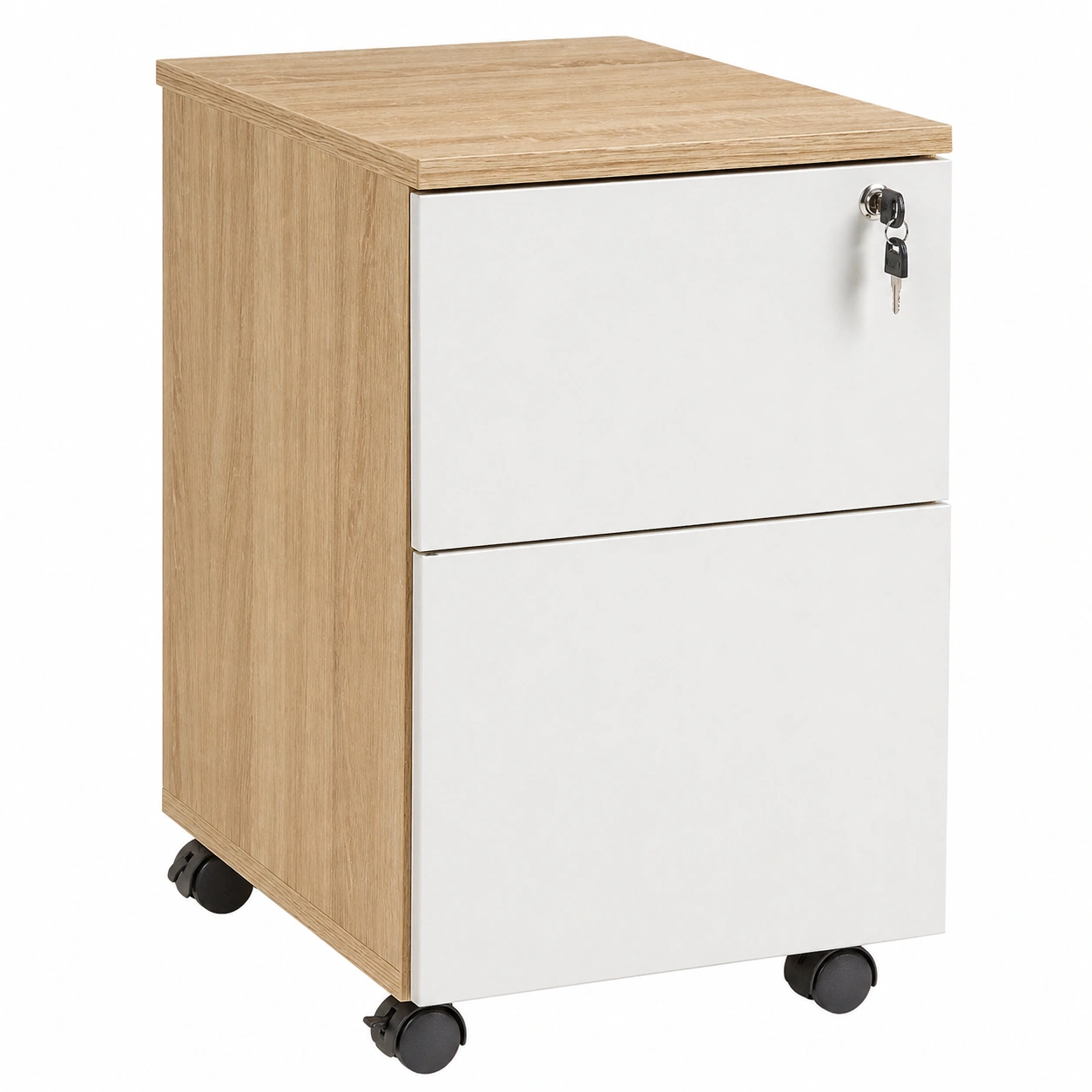 Cajonera de oficina con ruedas y cerradura dise?o moderno efecto madera-ordervoro