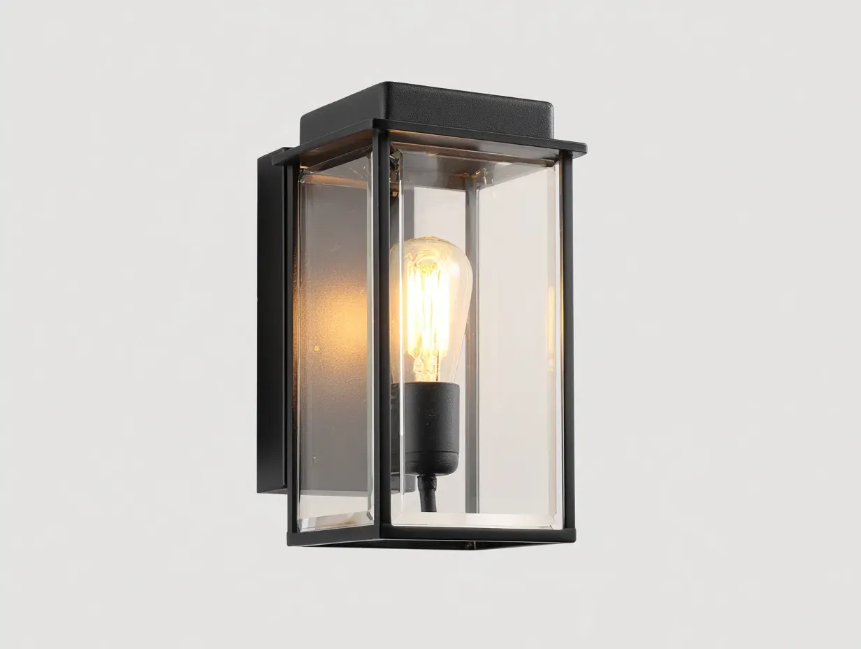 Aplique mural de exterior con cristal 12x15x28 cm - negro - estilo contemporáneo-Noriiahaus