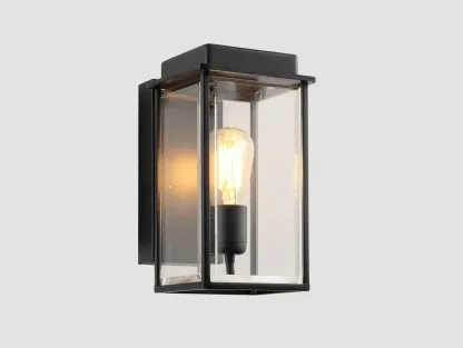 Aplique mural de exterior con cristal 12x15x28 cm - negro - estilo contemporáneo-Noriiahaus