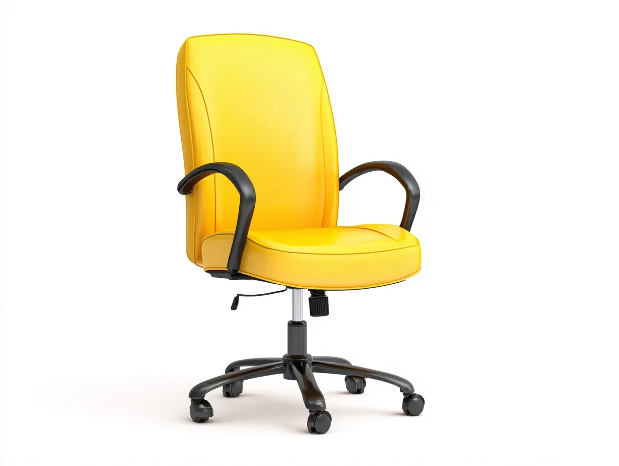 Silla de oficina tapizada 64 x 68 x 102 cm - amarillo y negro - giratoria regulable en altura con ruedas - diseño ejecutivo para despacho y estudio-Noriiahaus