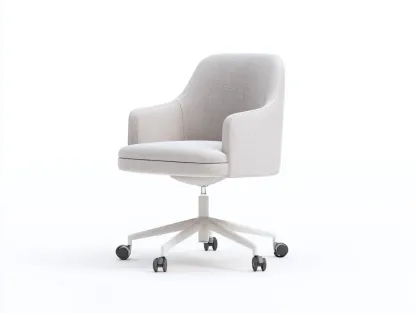 Silla de oficina tapizada 63 x 65 x 88 cm - blanco roto y gris - giratoria con ruedas - diseño envolvente para despacho y estudio-Noriiahaus