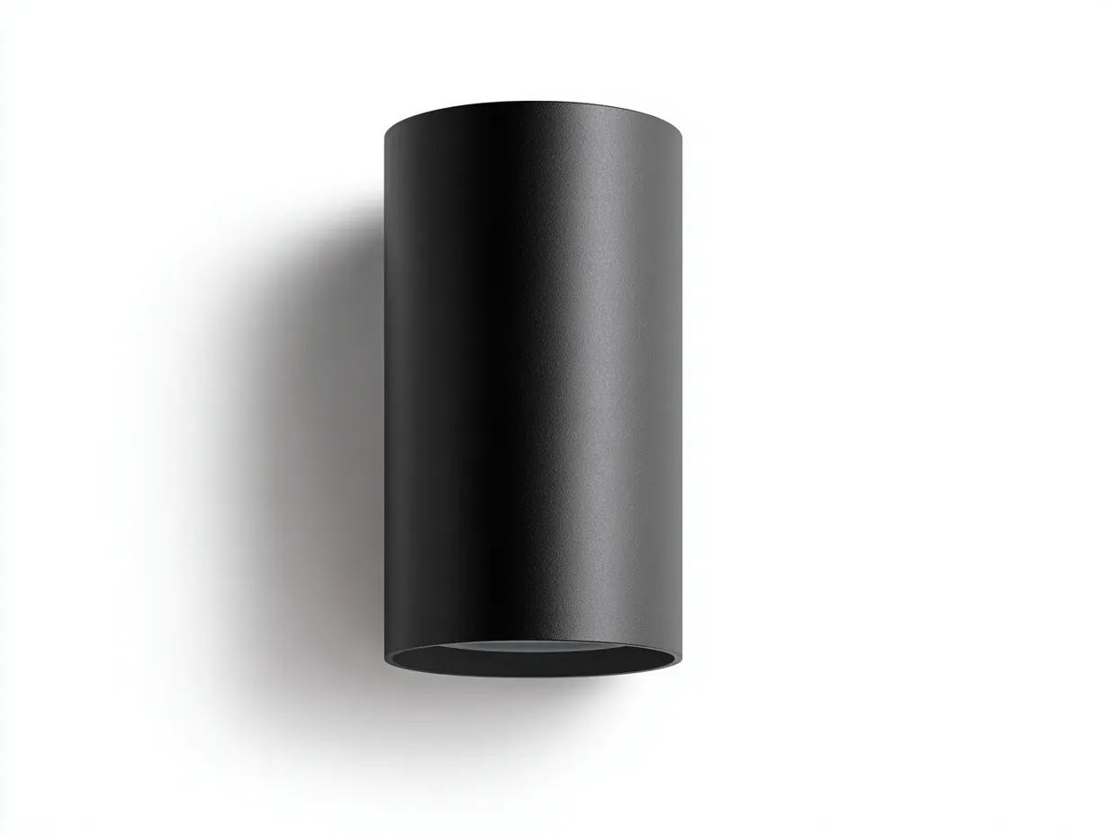 Aplique redondo para exterior de aluminio 10x11x23 cm - negro - acabado sobrio para pared contemporánea-Noriiahaus