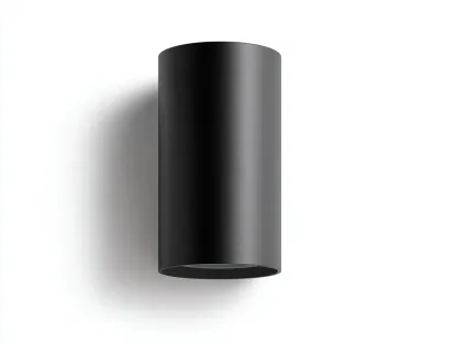 Aplique redondo para exterior de aluminio 10x11x23 cm - negro - acabado sobrio para pared contemporánea-Noriiahaus