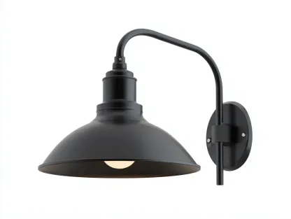 Aplique de pared exterior con brazo curvo de aluminio 36x28x30 cm - negro - pantalla amplia de inspiración industrial-Noriiahaus