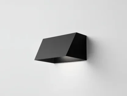 Aplique angular de exterior de aluminio 20x10x8 cm - negro - diseño inclinado para iluminación mural moderna-Noriiahaus