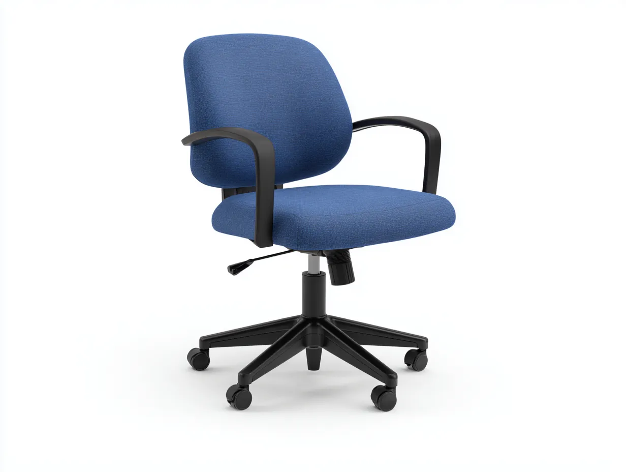 Silla de oficina tapizada 62 x 64 x 89 cm - azul y negro - giratoria regulable en altura con ruedas - diseño funcional para despacho y estudio-Noriiahaus