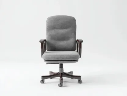 Silla de oficina de tela con acabado madera 66 x 70 x 108 cm - gris y marrón oscuro - giratoria regulable en altura con ruedas - diseño clásico para despacho-Noriiahaus