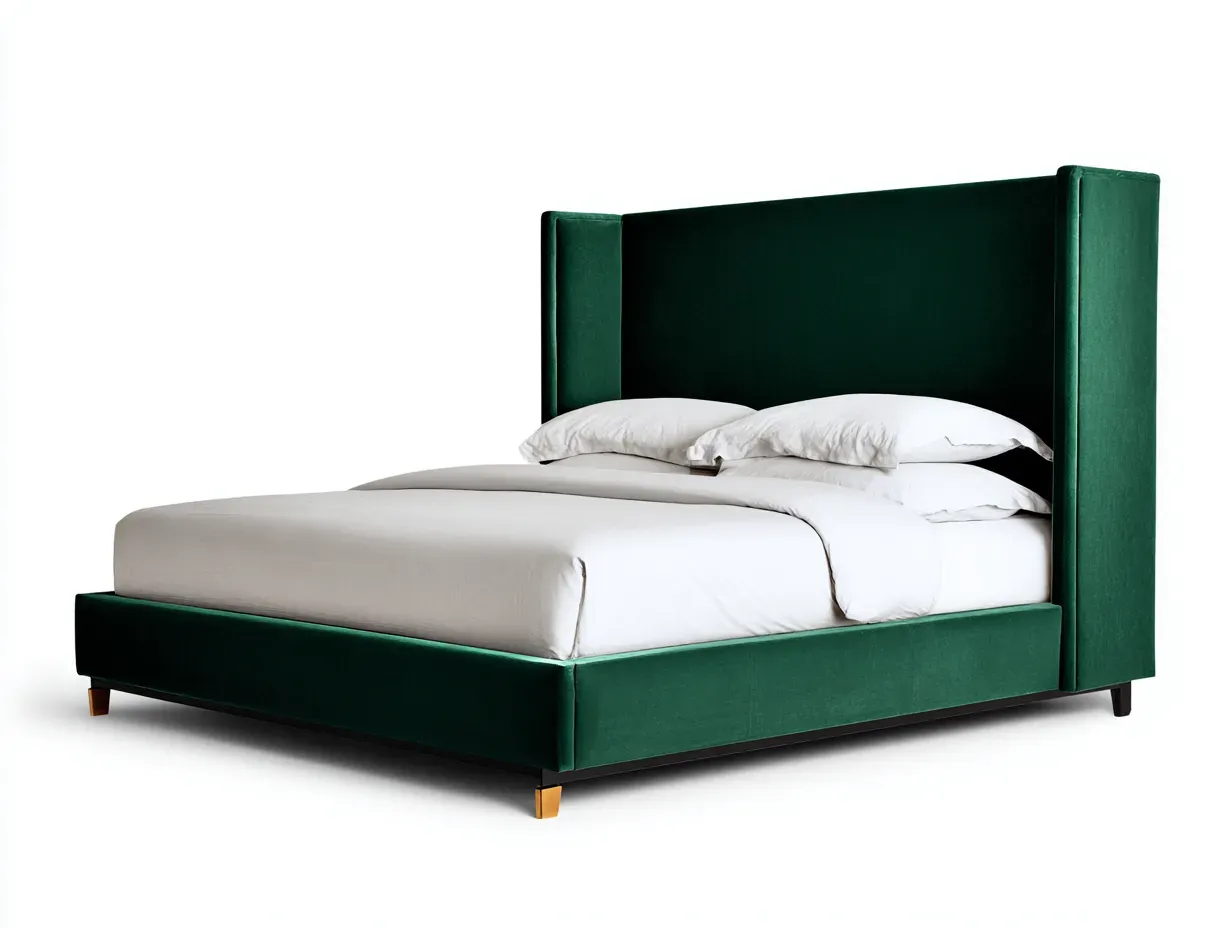 Cama doble tapizada 200x160x128 cm - marrón oscuro - diseño envolvente elegante-Corigadecor