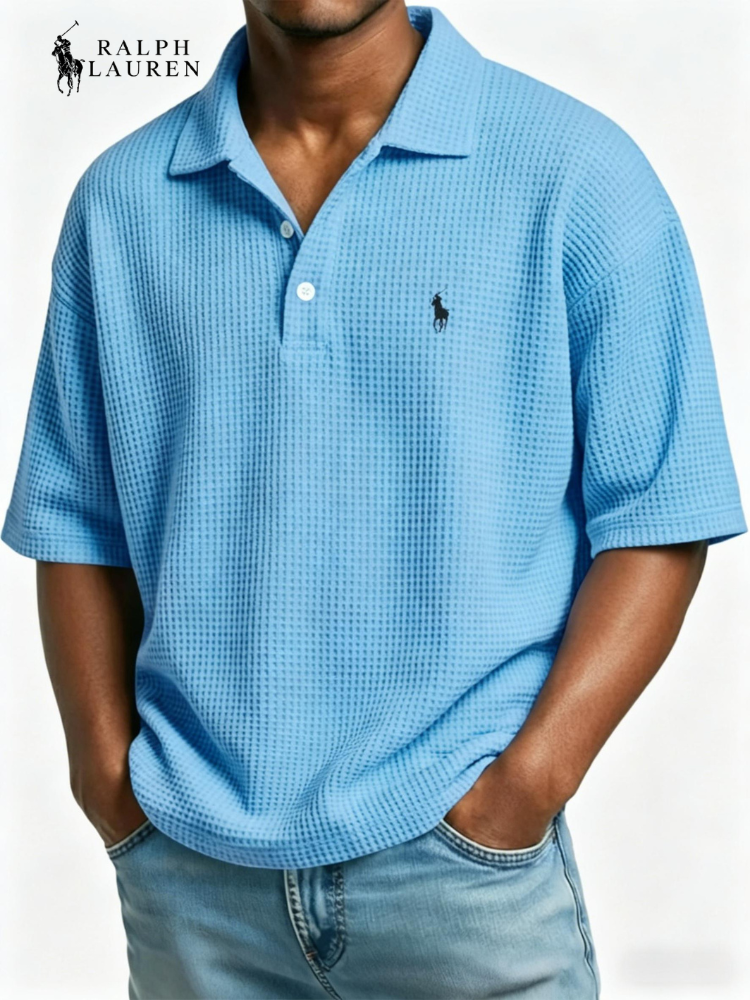 Men's Waffle Polo Shirt