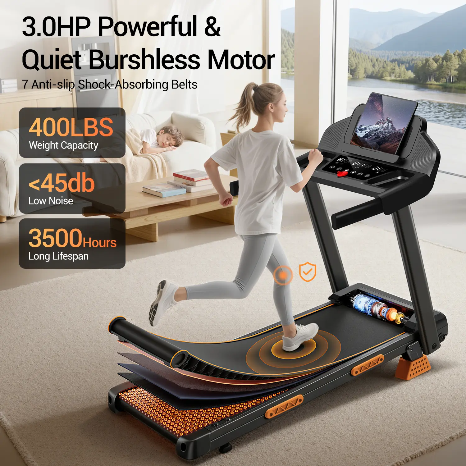 ⚡3-in-1 Foldable Treadmill with Incline, Folding Treadmill for Home