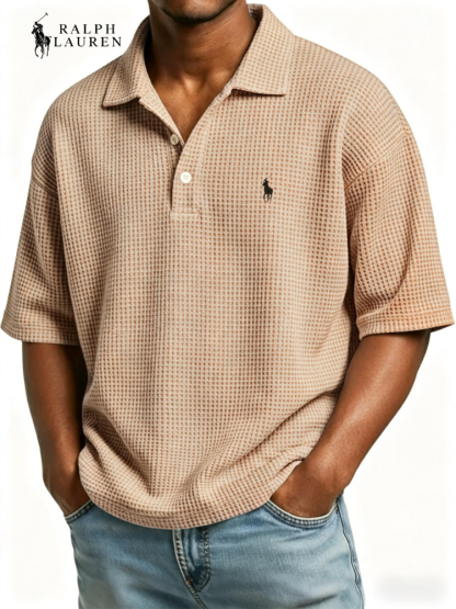 Men's Waffle Polo Shirt