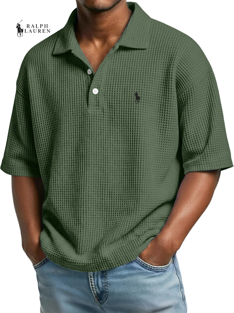 Men's Waffle Polo Shirt