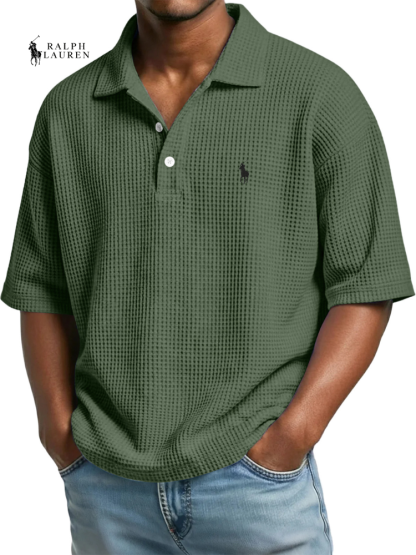Men's Waffle Polo Shirt