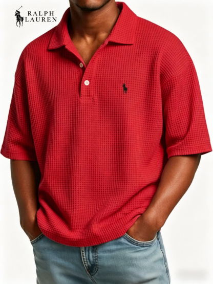 Men's Waffle Polo Shirt