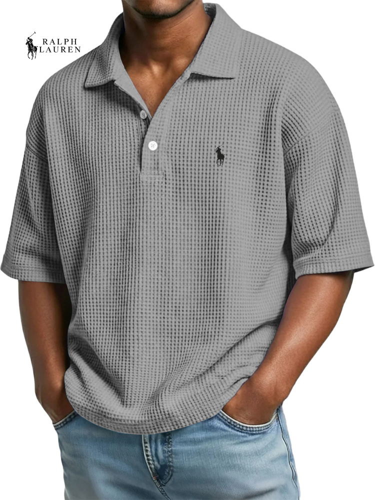 Men's Waffle Polo Shirt