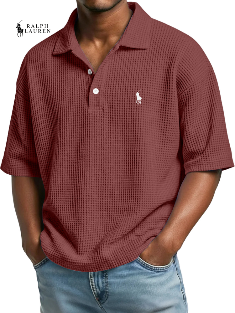 Men's Waffle Polo Shirt