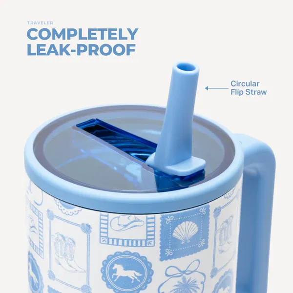 Leak-Proof Insulated Tumbler with Flip Straw & Cup Holder Fit Flasks Lid Drinkware