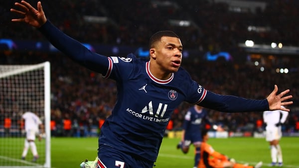 Mbapp&eacute; celebrating after a decisive goal for Real Madrid
