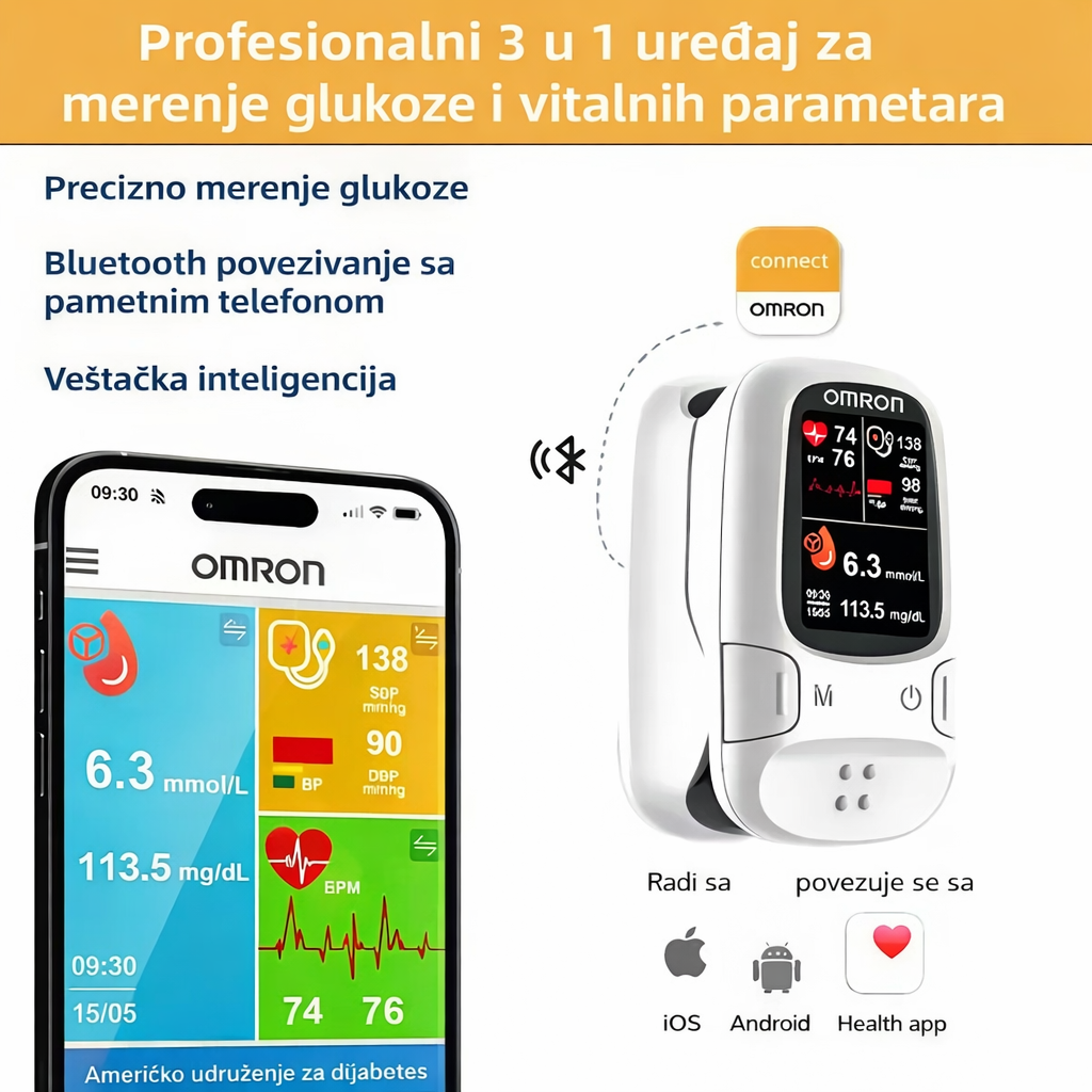 🔥 Omron™ predstavlja novi neinvazivni pametni uređaj za praćenje nivoa glukoze 🔥 Proizvedeno u SAD-u 🔥